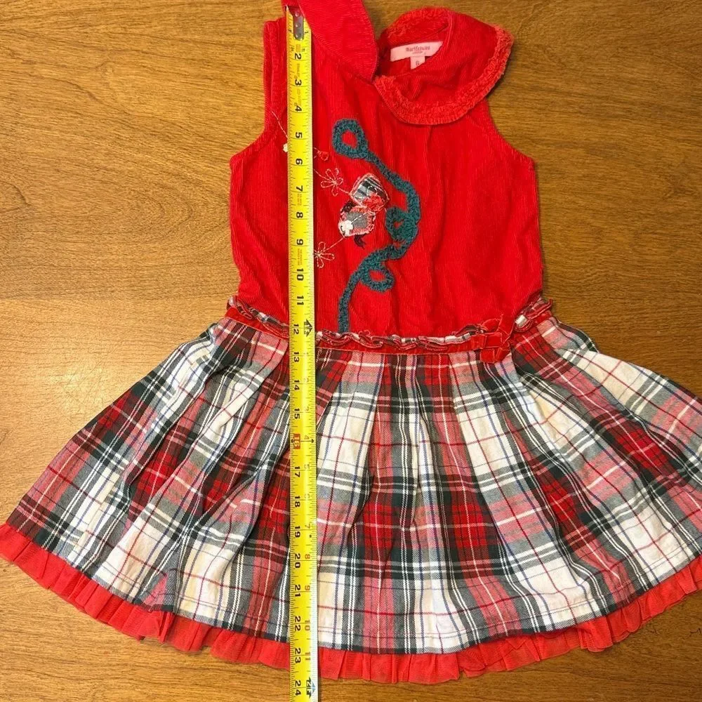 Festive Red and Plaid Kids Costume Dress
